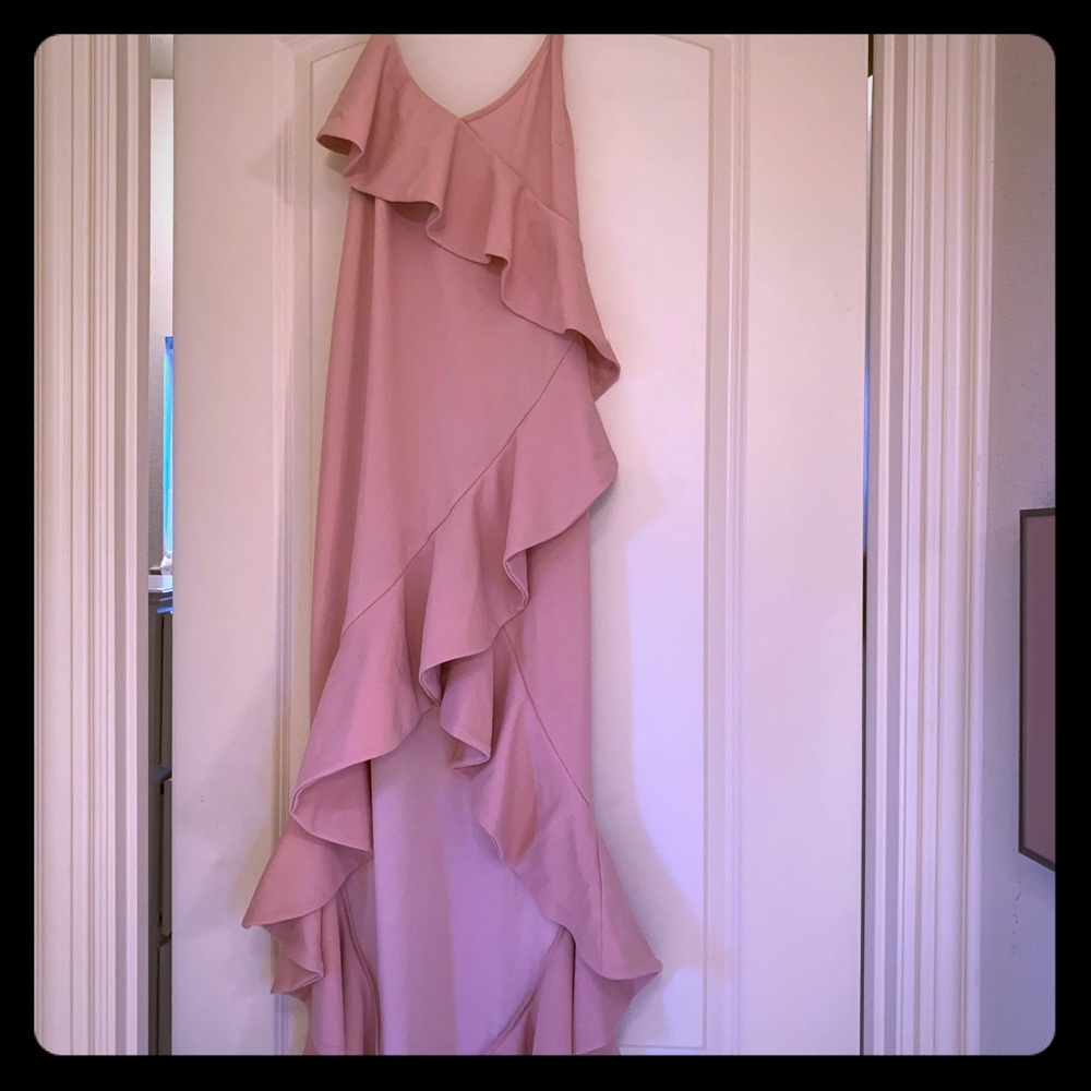 Ruffle Dress High front Low back spaghetti straps
